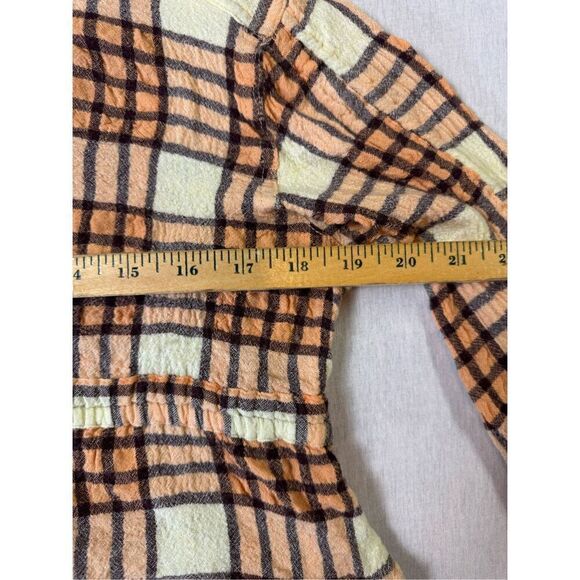Free People Plaid Long Sleeve Button Down Shirt Sz XS Oversized - Picture 4 of 7